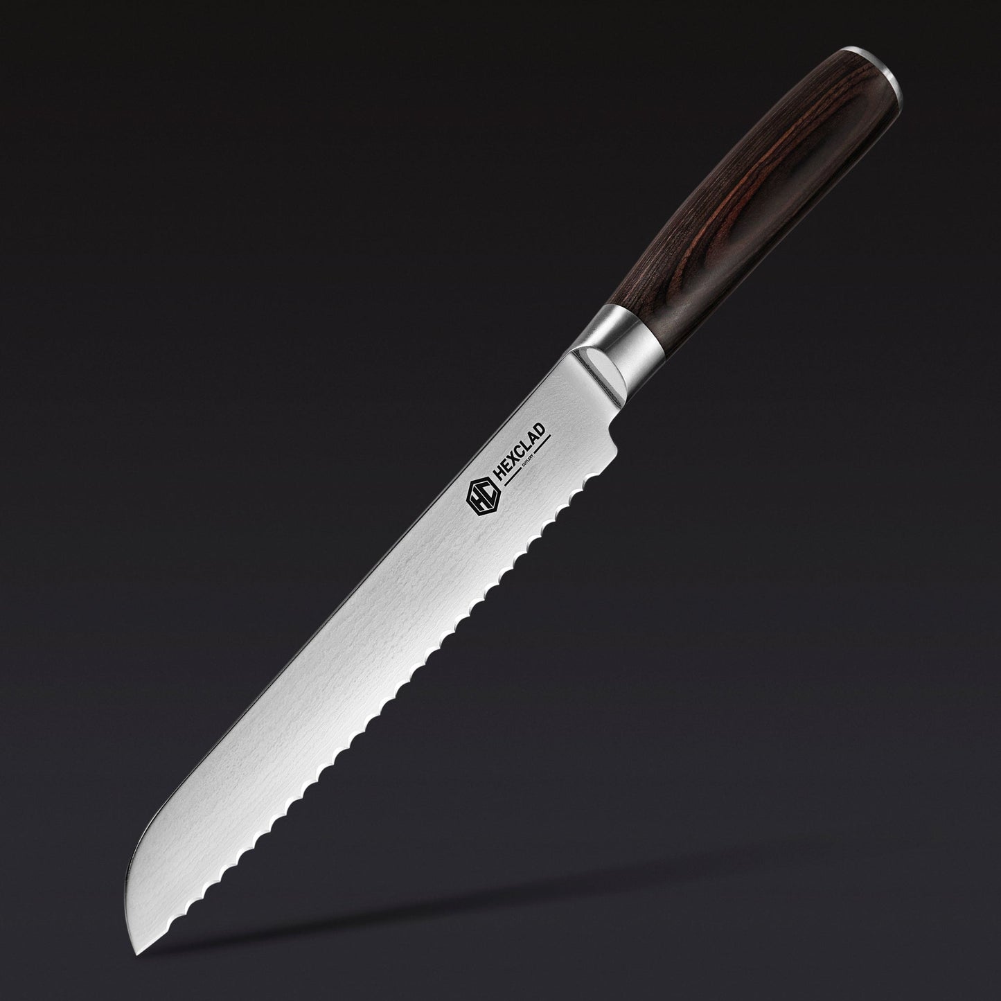 Damascus Steel Serrated Bread Knife, 8" (Espresso)