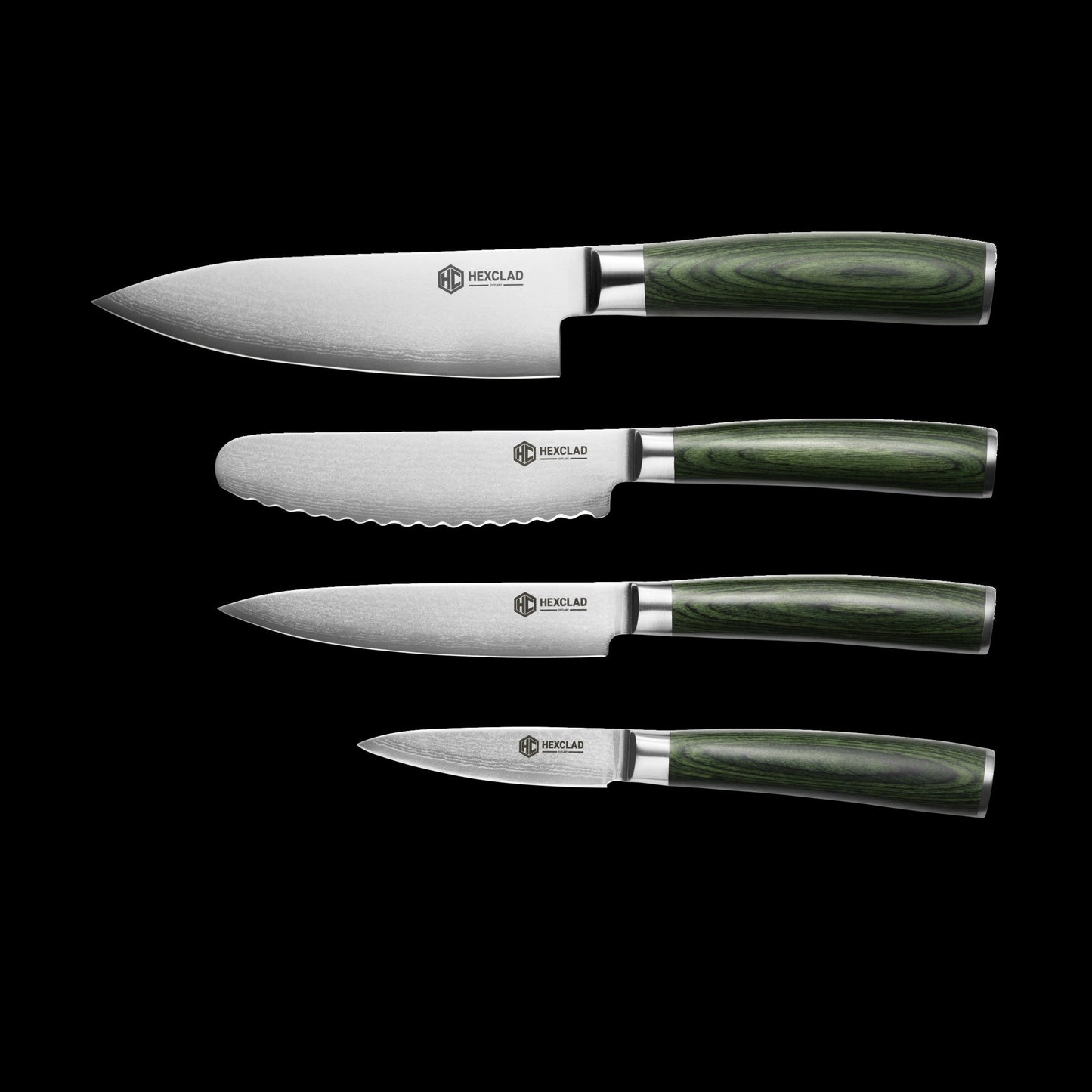 Damascus Steel Studio Knife Set, 5-pc (Green)