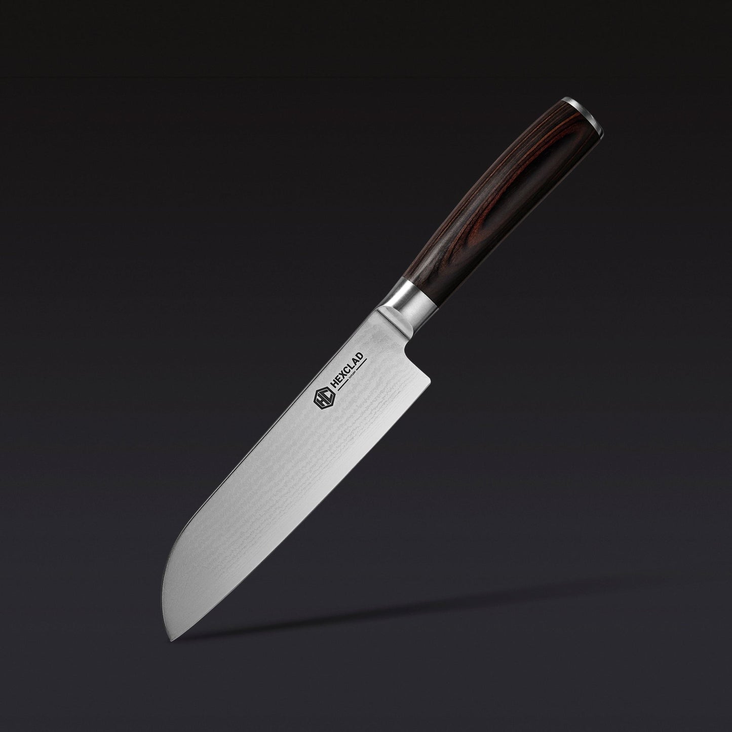Damascus Steel Santoku Knife, 7" (Espresso)