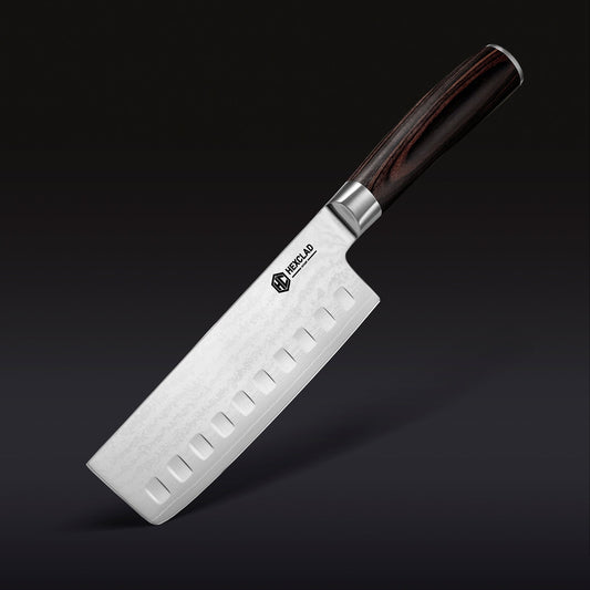 Damascus Steel Nakiri Knife, 6.5" (Espresso)