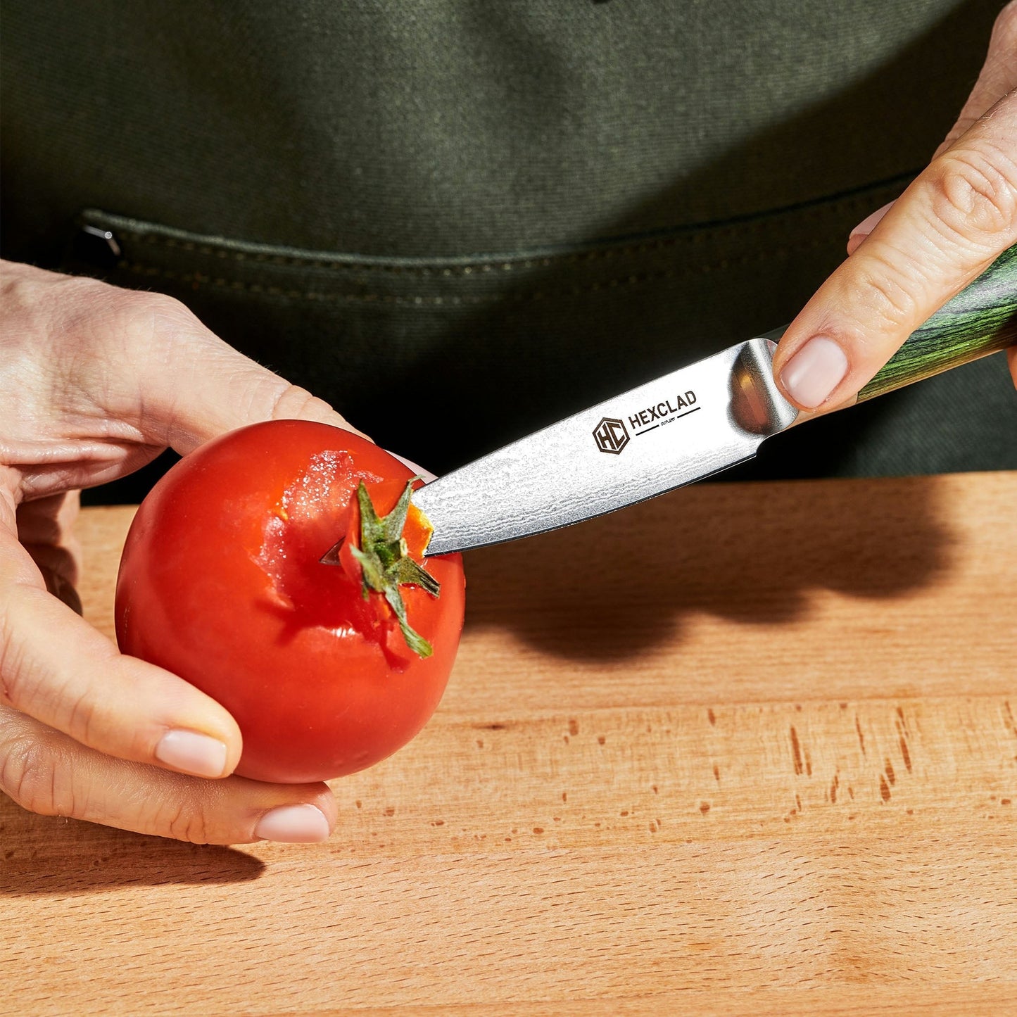 Damascus Steel Paring Knife, 3.5" (Green)