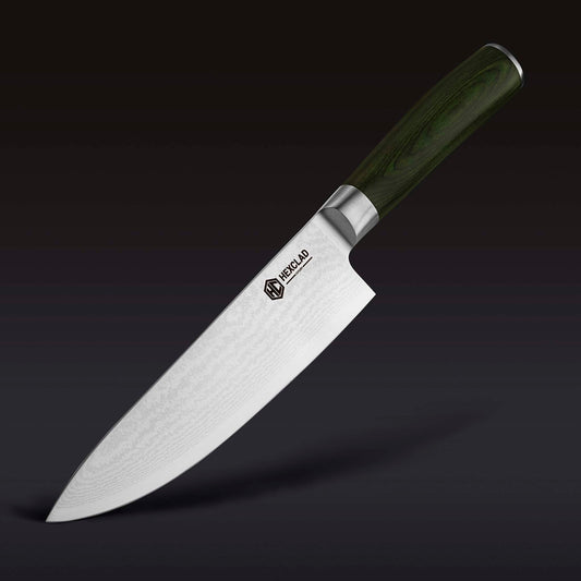Damascus Steel Chef's Knife, 8" (Green)