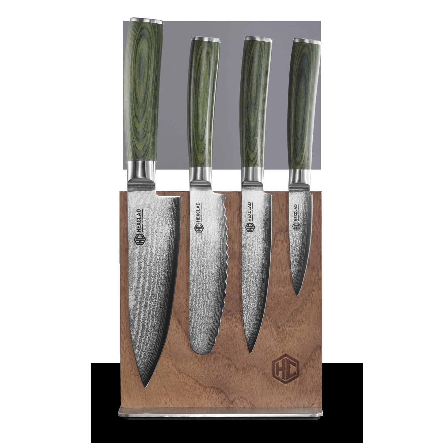 Damascus Steel Studio Knife Set, 5-pc (Green)