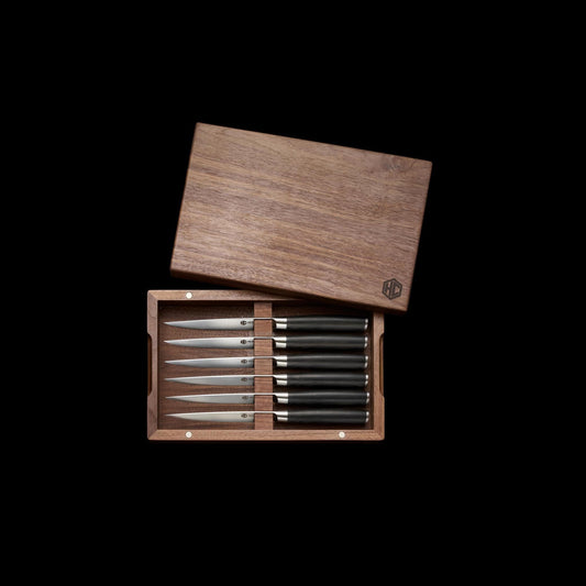 Damascus Steel Steak Knife Boxed Set, 6-pc (Espresso)