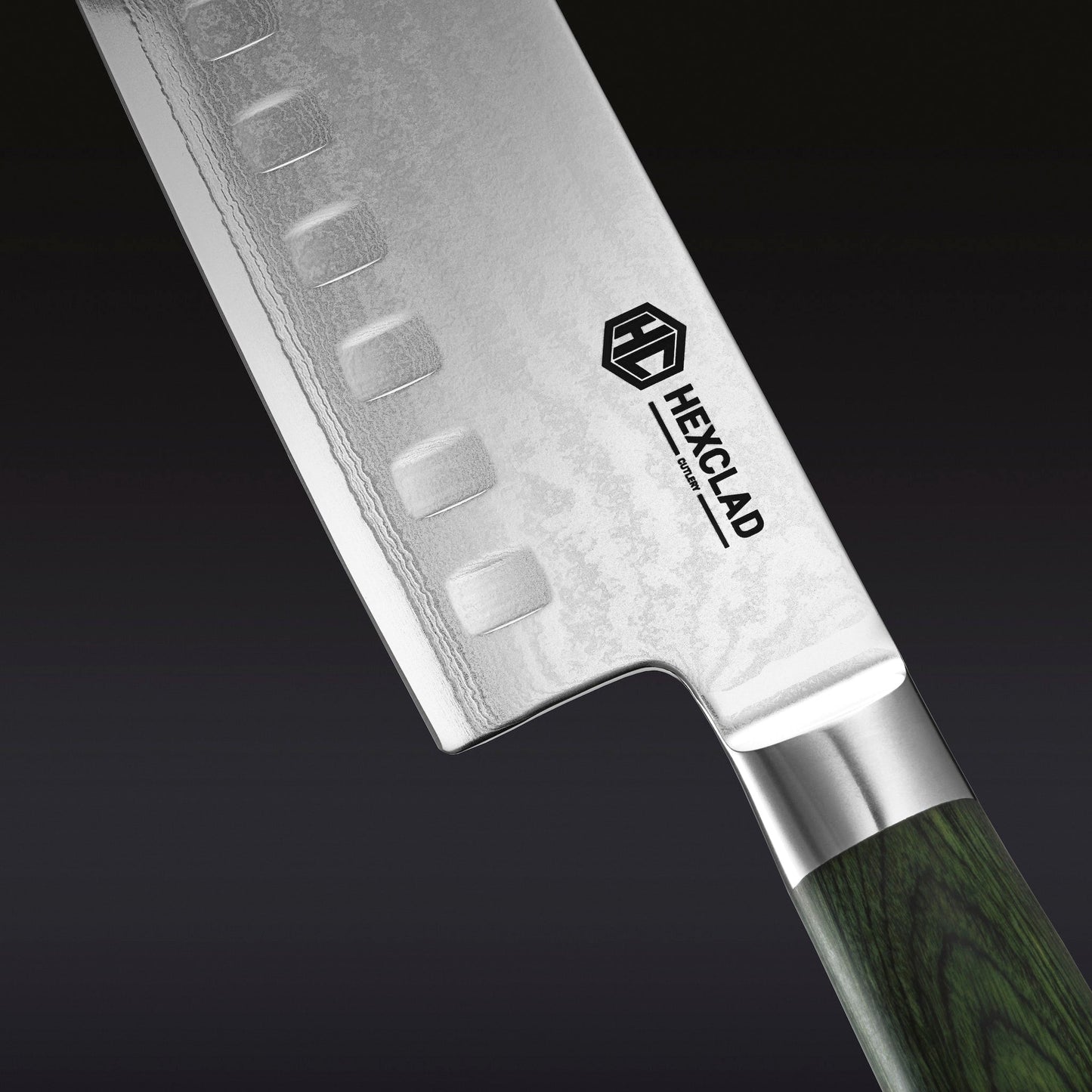 Damascus Steel Nakiri Knife, 6.5" (Green)