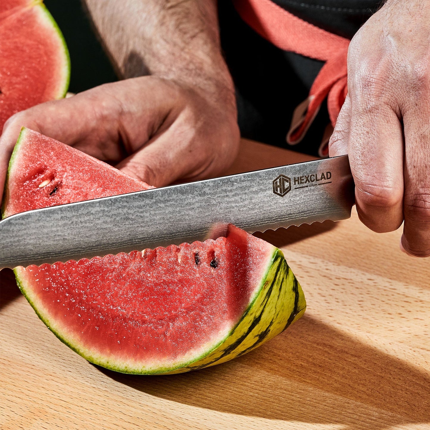 Damascus Steel Serrated Bread Knife, 8" (Green)