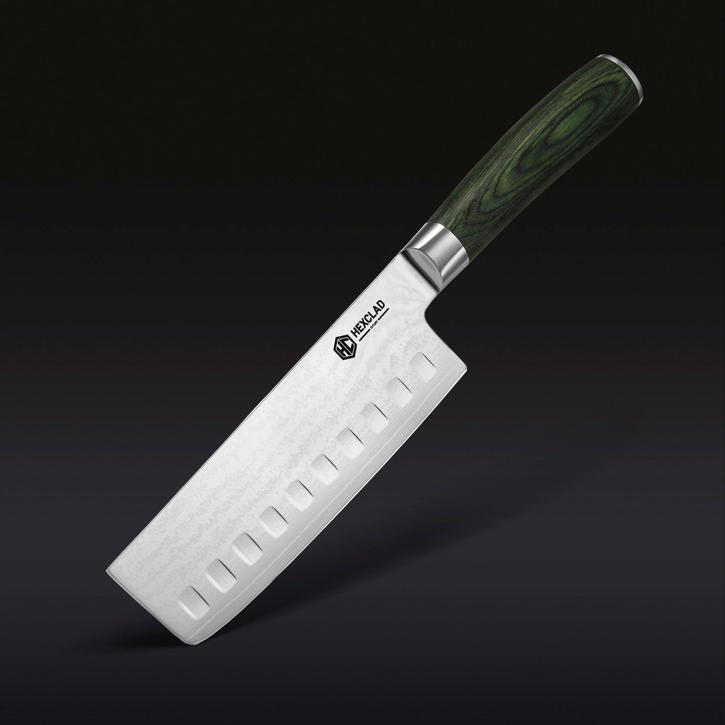 Damascus Steel Nakiri Knife, 6.5" (Green)