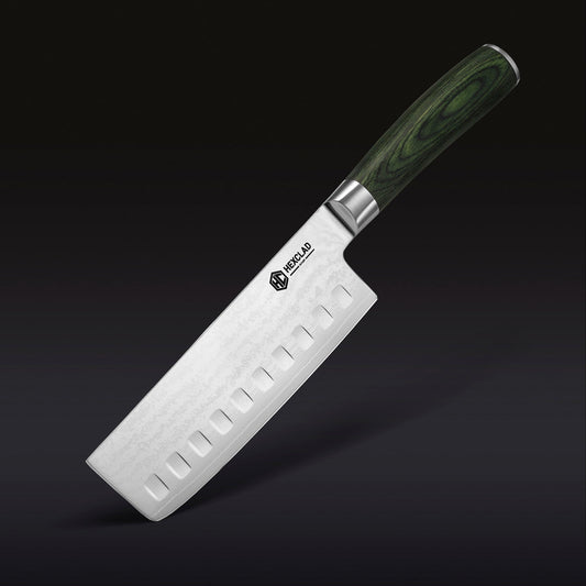 Damascus Steel Nakiri Knife, 6.5" (Green)