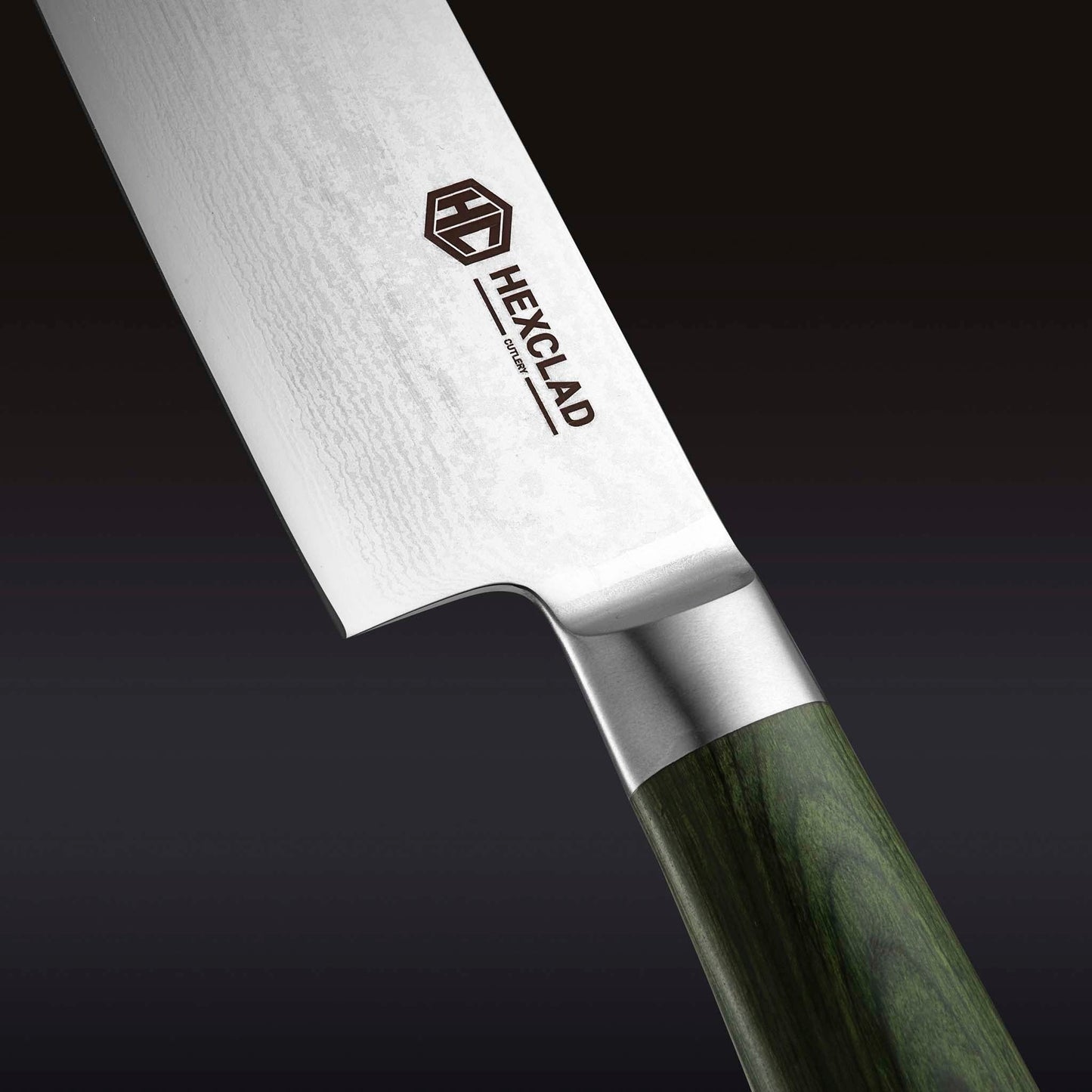 Damascus Steel Santoku Knife, 7" (Green)