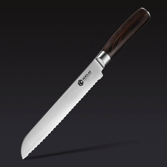 Damascus Steel Serrated Bread Knife, 8" (Espresso)