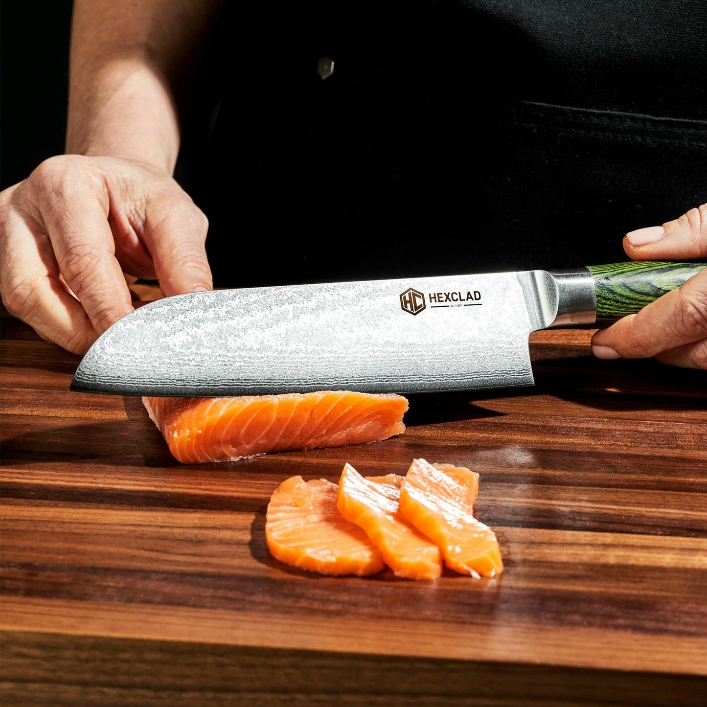 Damascus Steel Santoku Knife, 7" (Green)