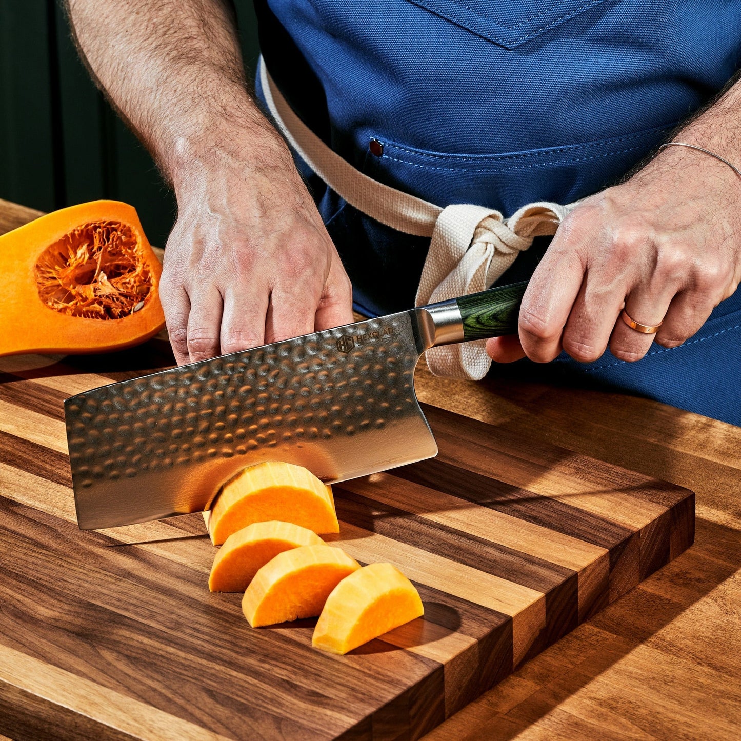 Damascus Steel Cleaver, 7" (Green)