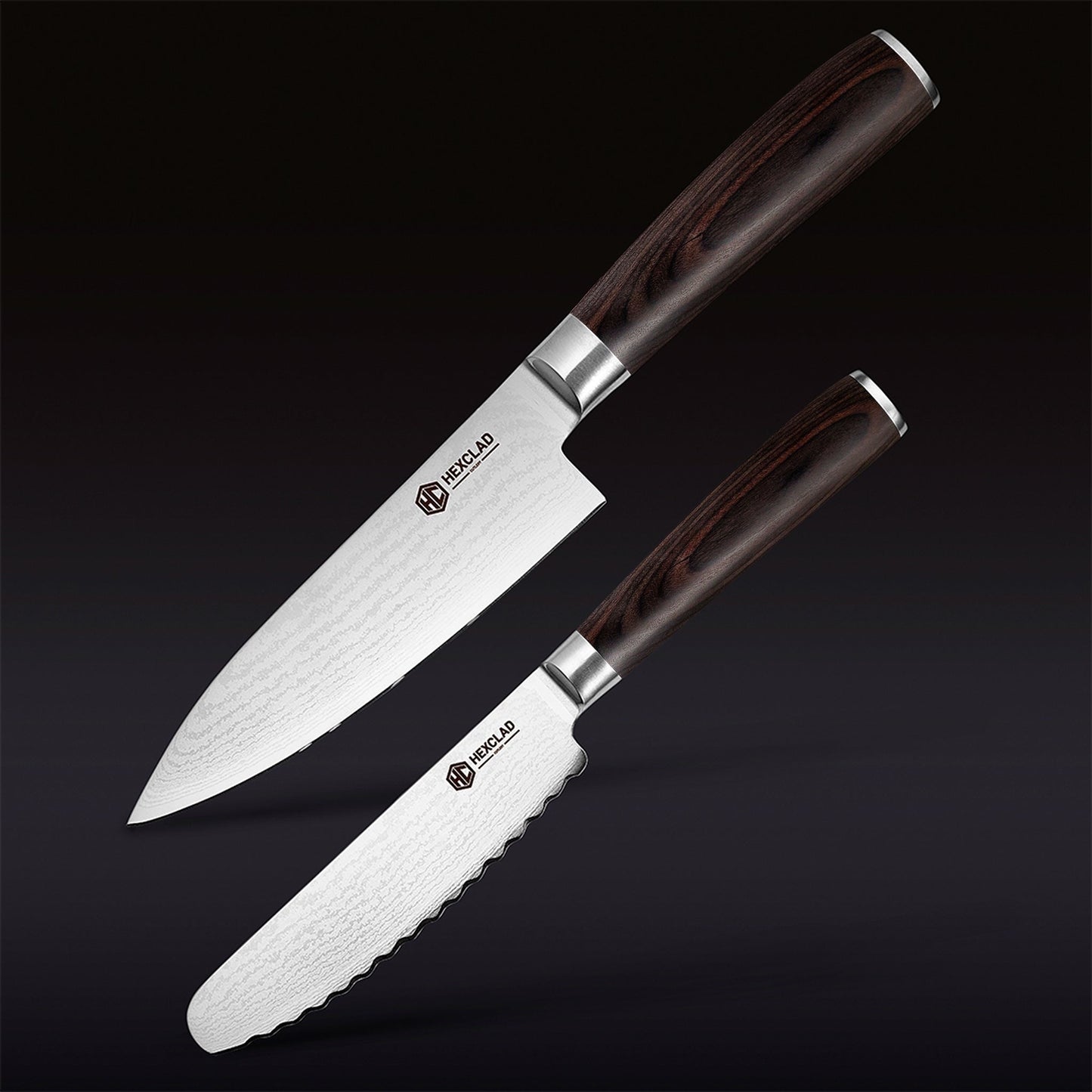 Damascus Steel Starter Knife Set, 2-pc (Espresso)