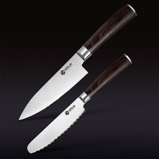 Damascus Steel Starter Knife Set, 2-pc (Espresso)
